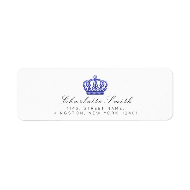 Royal Glitter OSA Krona Princess White Cobalt Blu Returadress Etikett (Framsidan)