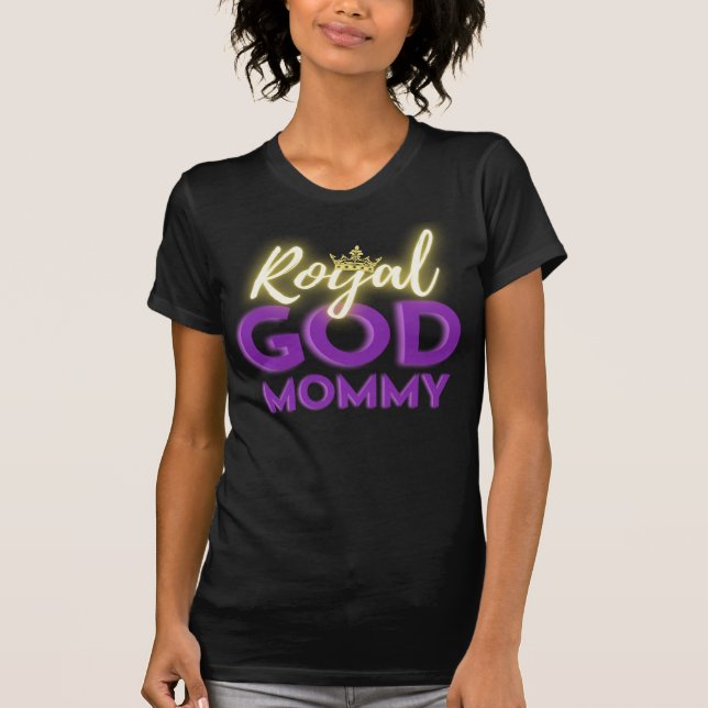 Royal God Mamma| Lila Elegant Baby Shower T Shirt (Framsida)