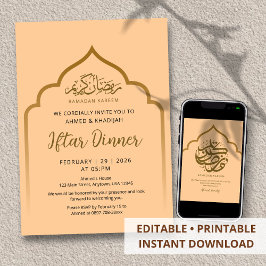 Royal Gold Arch Ramadan Iftar Dinner Invitation Inbjudningar