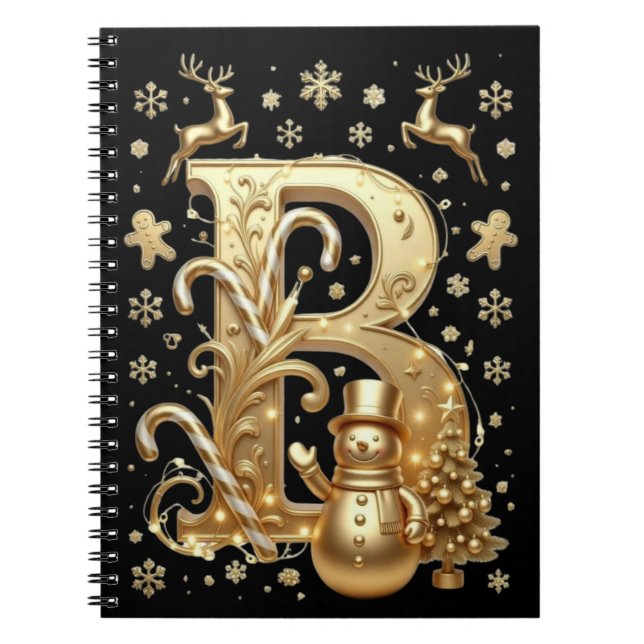 Royal Gold B Luxury Snowman Spiral Notebook Anteckningsbok (Framsidan)