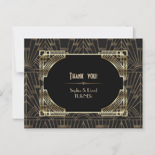 Royal Gold Black Den Store Gatsby Bröllop Tack Vykort