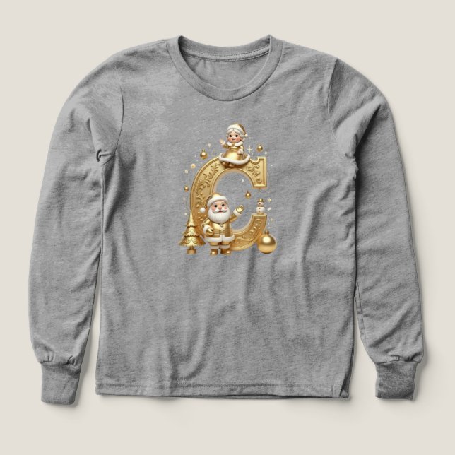 Royal Gold C Kids Tri-Blend Long Sleeve Tee (Design framsida)