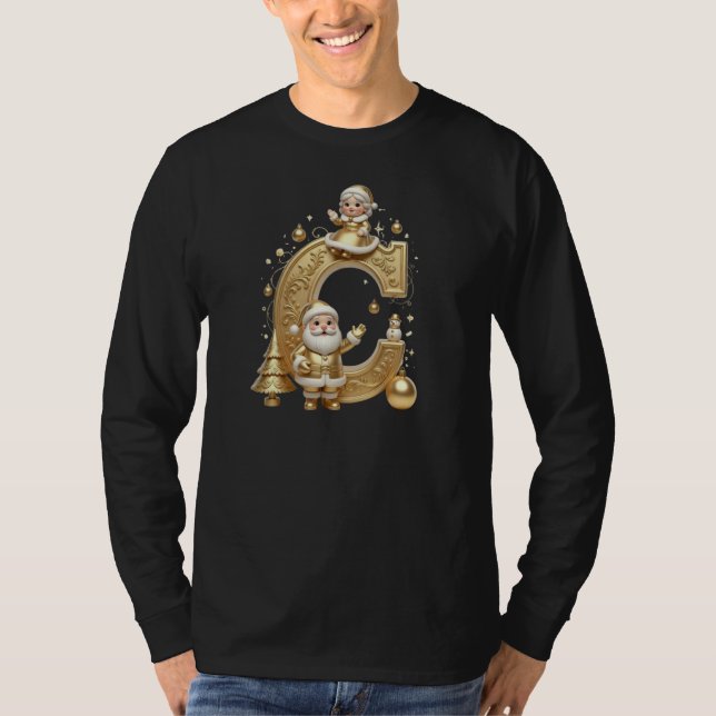 Royal Gold C Luxury Santa Men's Long Sleeve T Shirt (Framsida)
