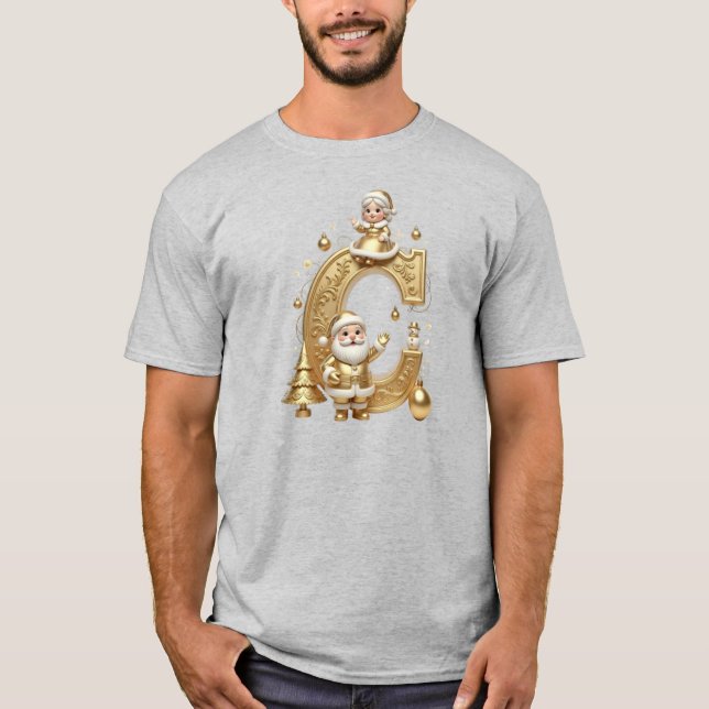 Royal Gold C Santa Heather Grey Men's Tee (Framsida)