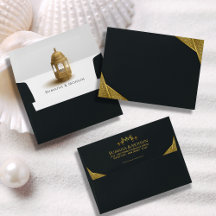 Royal Gold Elegant Islamskt Bröllop Returadress