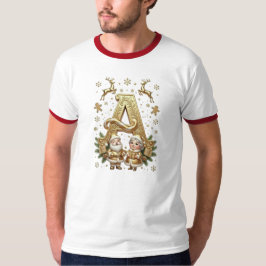 Royal Gold Letter A Luxury Christmas Ringer Shirt T