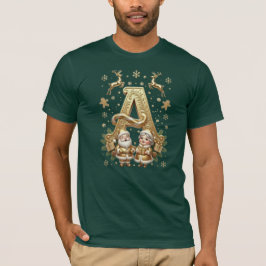 Royal Gold Letter A Luxury Forest Green Shirt T