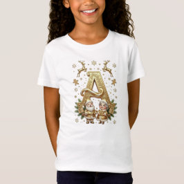 Royal Gold Letter A Luxury Girls White Shirt T