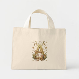Royal Gold Letter A Luxury Tiny Tote Bag Mini Tygkasse