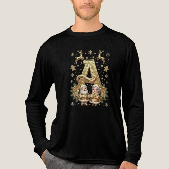Royal Gold Letter A Luxury Tri-blend T Shirt (Framsida)