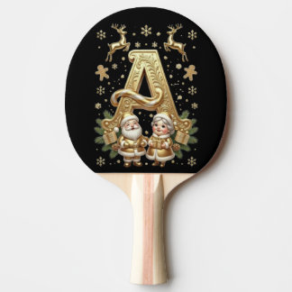 Royal Gold Letter A Luxury Unisex Ping Pong Paddle Pingisracket