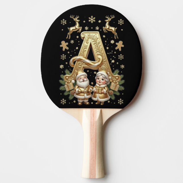 Royal Gold Letter A Luxury Unisex Ping Pong Paddle Pingisracket (Framsidan)