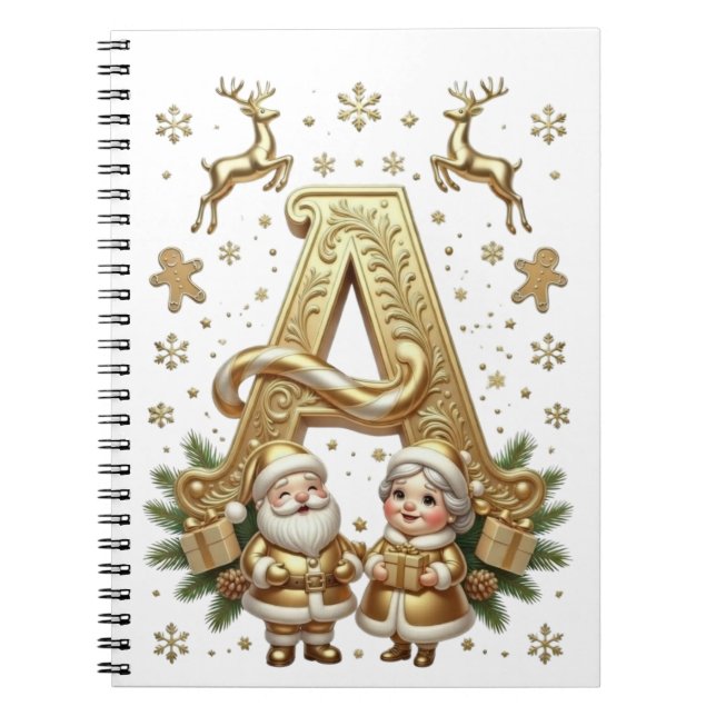 Royal Gold Letter A Luxury Unisex Spiral Notebook Anteckningsbok (Framsidan)
