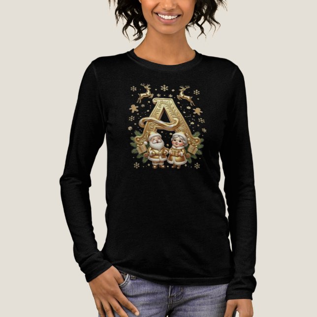 Royal Gold Letter A Luxury Women Tri-blend T Shirt (Framsida)