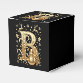 Royal Gold Letter B Luxury Snowman Favor Box Presentaskar