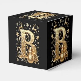 Royal Gold Letter B Luxury Snowman Favor Box Presentaskar