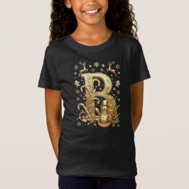 Royal Gold Letter B Luxury Snowman Girls Shirt T