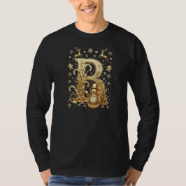 Royal Gold Letter B Luxury Snowman Long Sleeve T Shirt