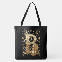 Royal Gold Letter B Luxury Snowman Tote Bag Art Tygkasse