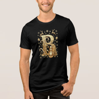 Royal Gold Letter B Luxury Snowman Triblend Shirt T