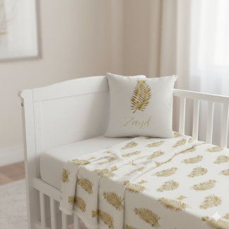 Royal Gold Palm & Crown Custom Reversible Baby Pil Kudde