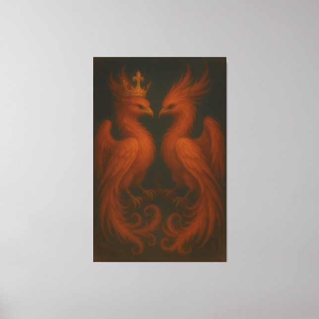 Royal Gold Phoenix Pair · Luxury Fine Art Canvas (Framsida)