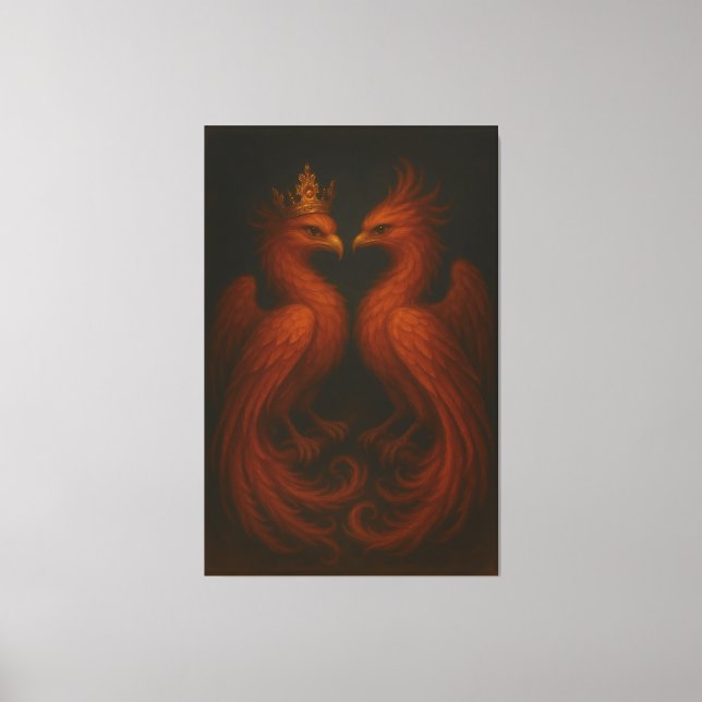 Royal Gold Phoenix Pair · Luxury Fine Art Canvas (Framsida)