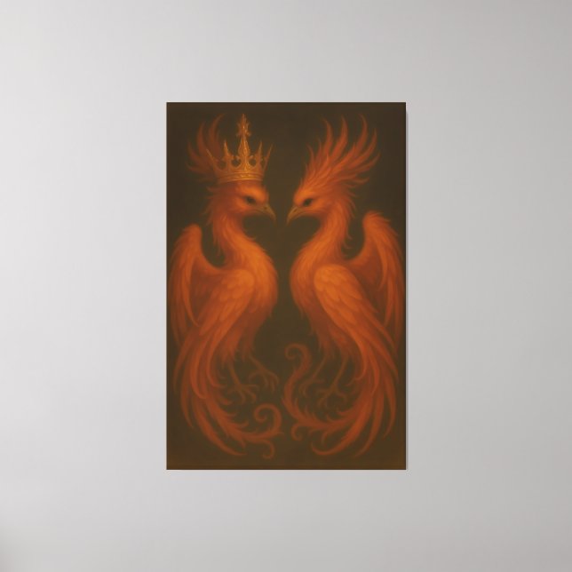 Royal Gold Phoenix Pair · Luxury Fine Art Canvas (Framsida)
