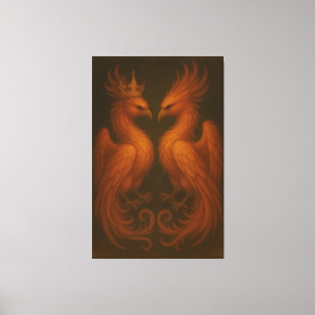Royal Gold Phoenix Pair · Luxury Fine Art Canvas (Framsida)
