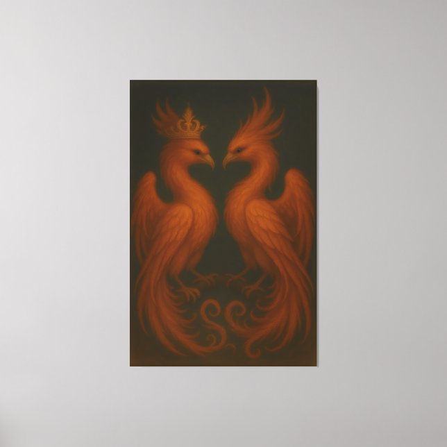 Royal Gold Phoenix Pair · Luxury Fine Art Canvas (Framsida)