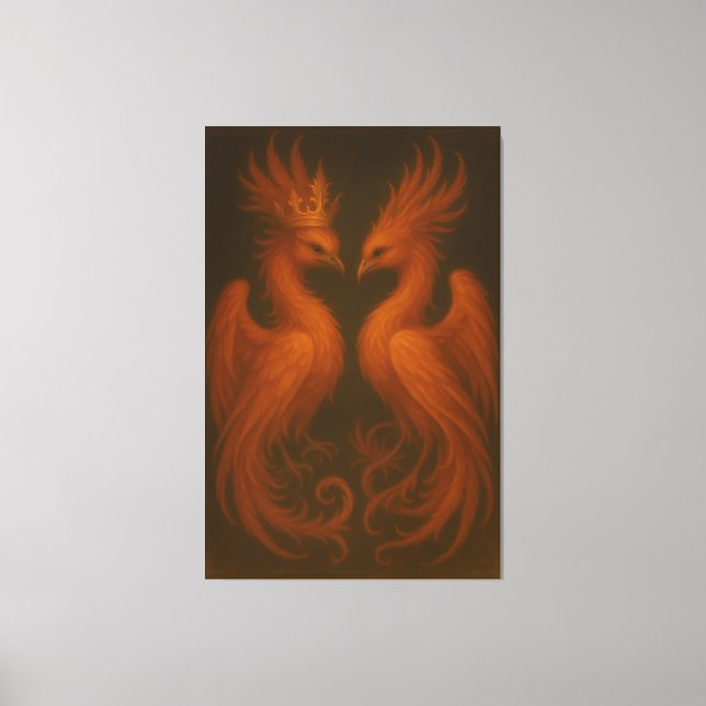 Royal Gold Phoenix Pair · Luxury Fine Art Canvas (Framsida)