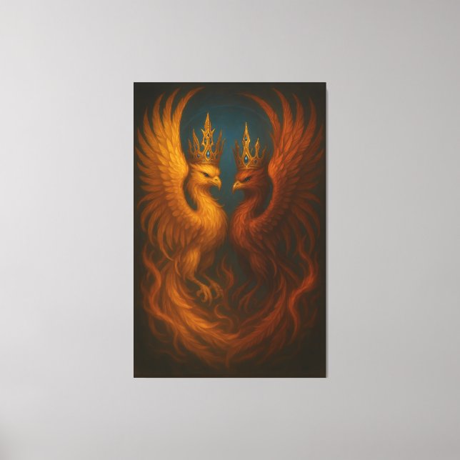 Royal Gold Phoenix Pair · Luxury Fine Art Canvas (Framsida)
