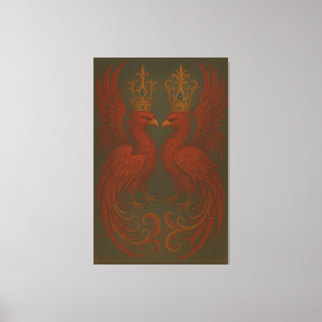 Royal Gold Phoenix Pair · Luxury Fine Art Canvas (Framsida)