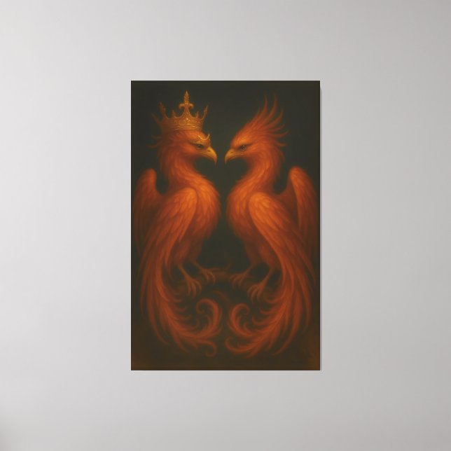 Royal Gold Phoenix Pair · Luxury Fine Art Canvas (Framsida)