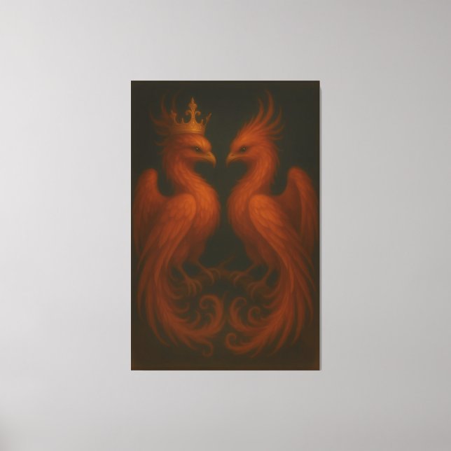 Royal Gold Phoenix Pair · Luxury Fine Art Canvas (Framsida)