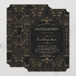 Royal Gold Svart Stor Gatsby 1920-talet Sällskapsf Inbjudningar