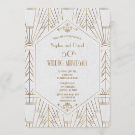 Royal Gold Vit Great Gatsby Bröllopsjubileum Inbjudningar