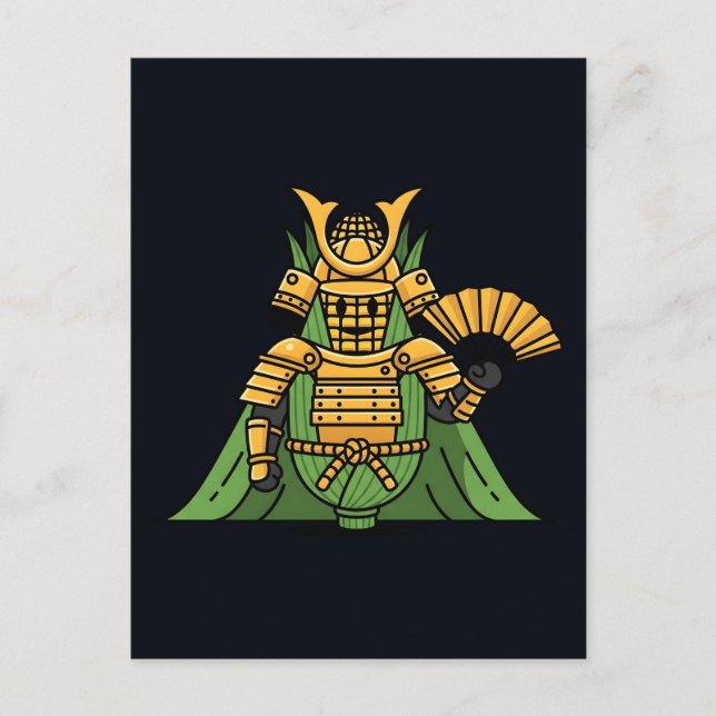 Royal Golden Corn Samurai Commander Illustration Vykort (Framsida)