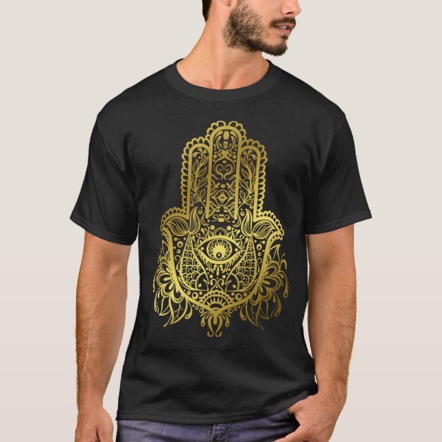 Royal Golden Hamsa Hand T Shirt (Framsida)
