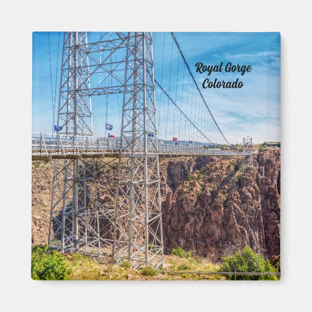 Royal Gorge Bridge Side View Square Magnet (Framsidan)