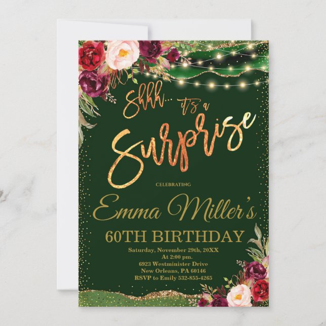 Royal Grönt Födelsedag Party Inbjudningar (Framsida)