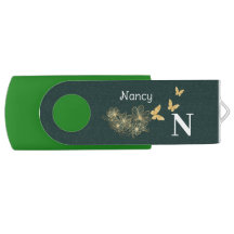 Royal Grönt, vit blomsterfjäril för guld, minimali