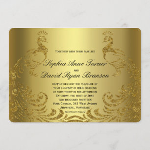 Royal Guld Abstrakt Peacock Wedding bjudande Inbjudningar