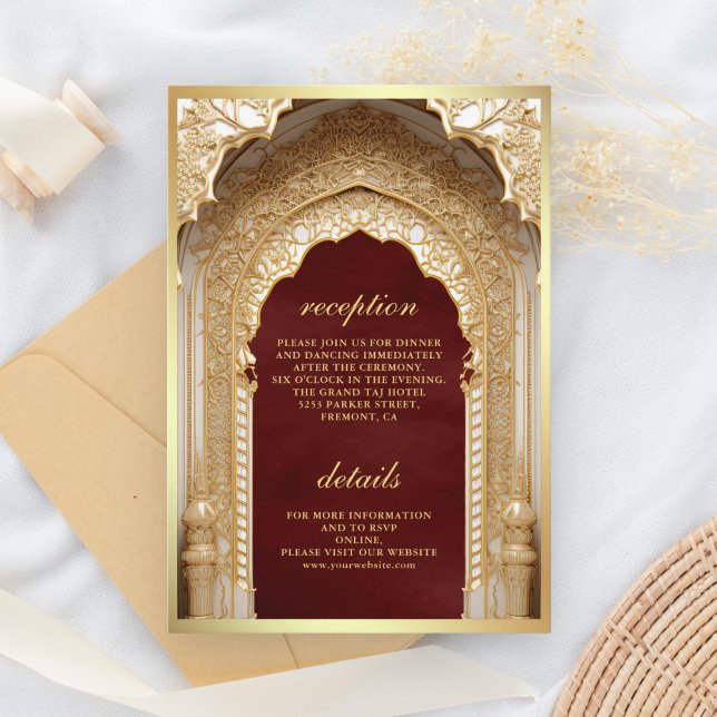 Royal Guld Arch Maroon Bröllop Tilläggskort (Skapare uppladdad)