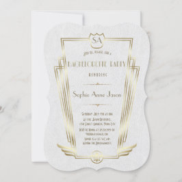 Royal Guld Art Deco Monogram Bachelorette Party Inbjudningar