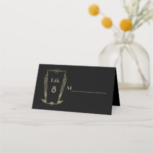 Royal Guld Art Deco Monogram Bröllop Placeringskort