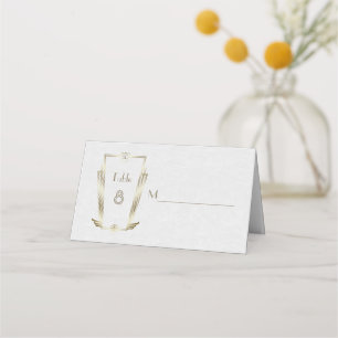 Royal Guld Art Deco Monogram Bröllop Placeringskort