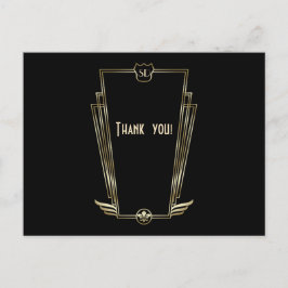 Royal Guld Art Deco Monogram Bröllop Tack Vykort