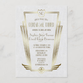 Royal Guld Art Deco Monogram Rehearsal Middag Inbjudningar