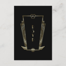 Royal Guld Black Art Deco Monogram Bröllop OSA